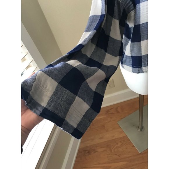 NEW CLOTH & STONE Sz M GINGHAM BELL SLEEVE TIE - Picture 6 of 11